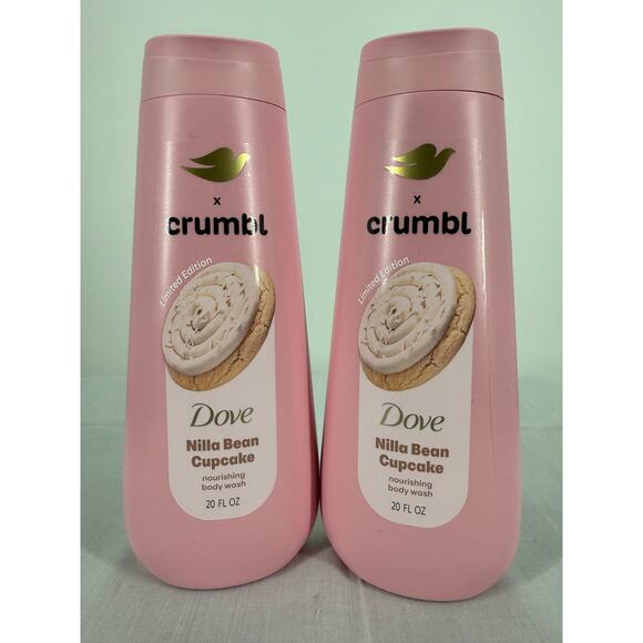 NEW-Limited Edition Crumbl x Dove Nilla Bean Cupcake Body Wash 2Pack - Picture 1 of 3